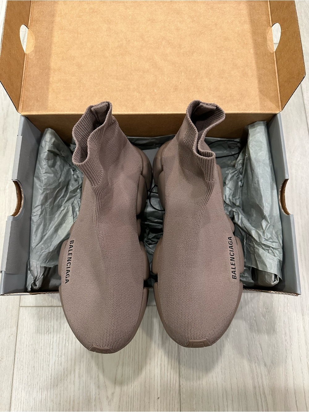 Balenciaga Mink Grey Speed 2.0 Sock Sneakers